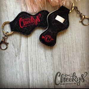 Black Lace Chapstick Holder with keychain and clip